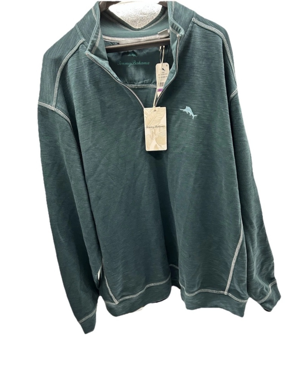 Tommy Bahama Men's Teal Quarter-Zip Pullover Sweater
